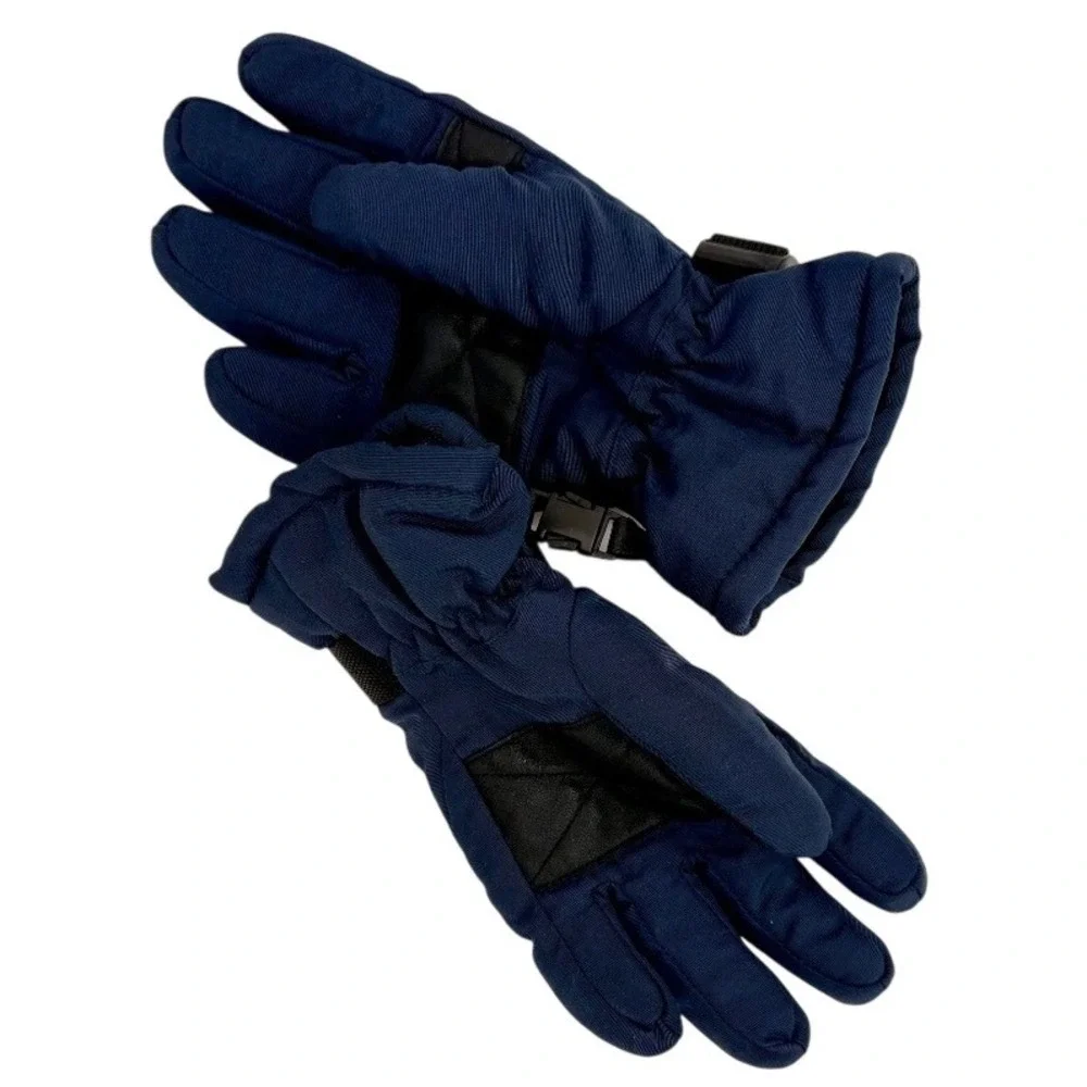 Tommy Hilfiger Navy Blue Waterproof Winter Ski Snow Gloves - Black Buckle - Kids